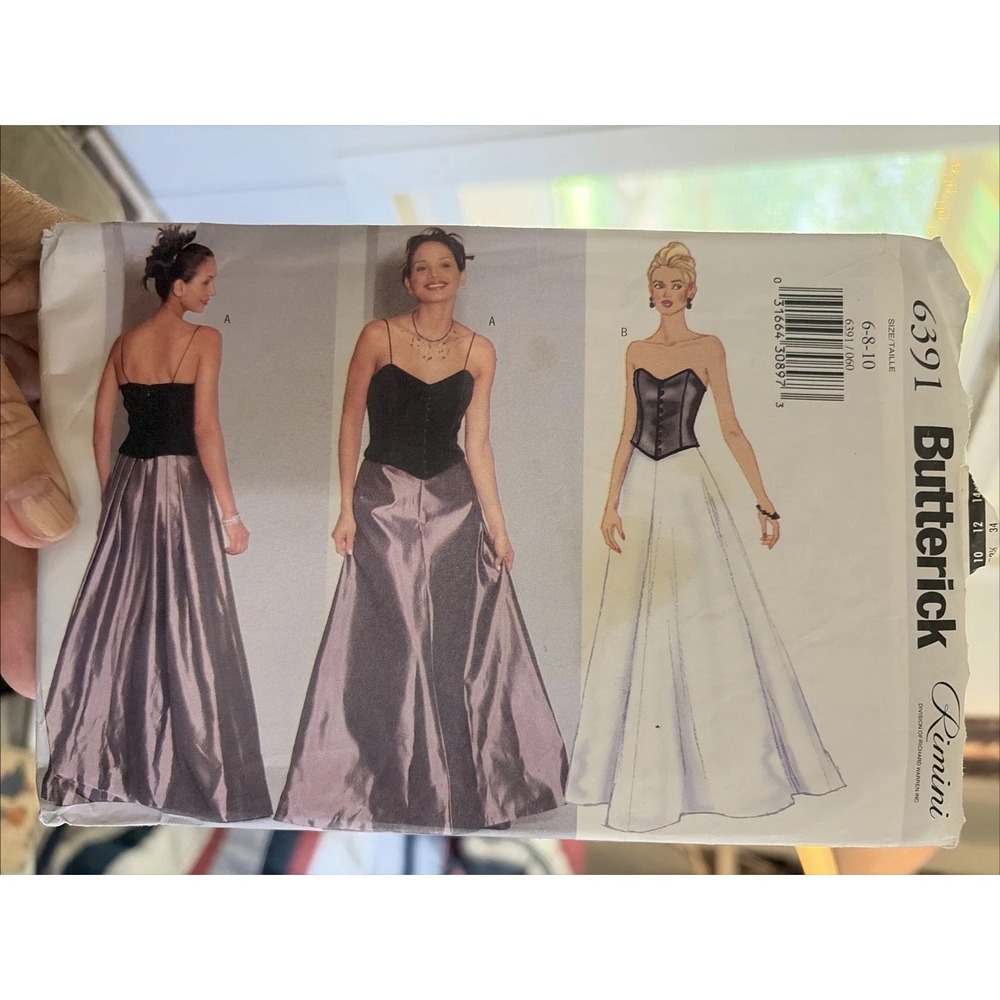 Vintage Butterick 6391 Sewing Pattern Misses Evening Dress Skirt Size 6-8-10